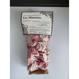 Biscuits sucrés meringues aux framboises fabriqués artisanalement par Les Manottes à sainte Colombe