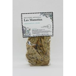 biscuits salés croquants ail et fines herbes fabriqués artisanalement par la biscuiterie Les Manottes à Sainte-Colombe en France